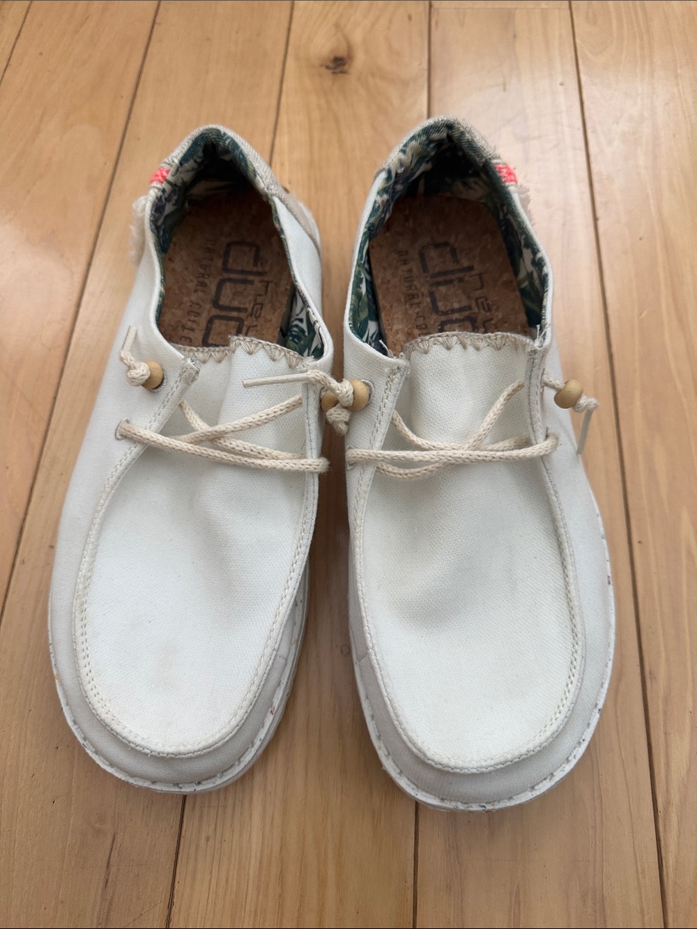 Hey Dude White Canvas Slip-On Loafers